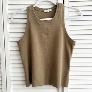 HEARTLOOM Tan/Green Waffle Knit Tank
